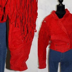 Outerbound By HMS Red Suede Motorcycle Bomber Jack